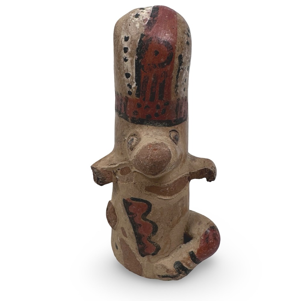 Vintage Pre-Columbian Style Terracotta Pottery‎ Figure Hand Painted 3.75" Statue